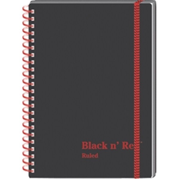 Mead Products Black N Red Twin Wire Poly Cover Notebook Black 8.25x6 Ruled & Perforated C67009 Pack Of 5 C67009